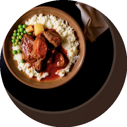 Saice cochabambino con arroz y arvejas
